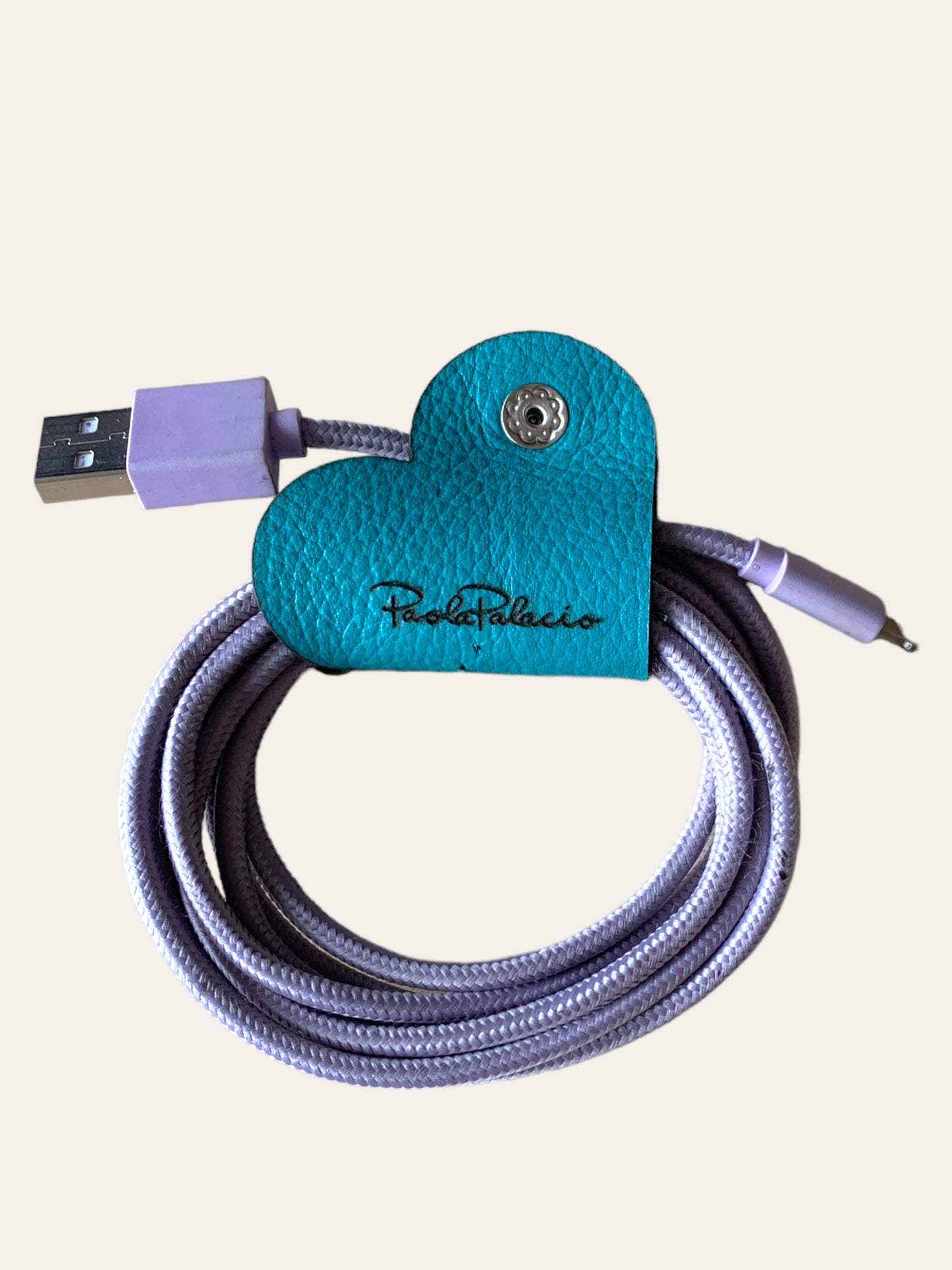 Ata cables cuero turquesa “Gracias”