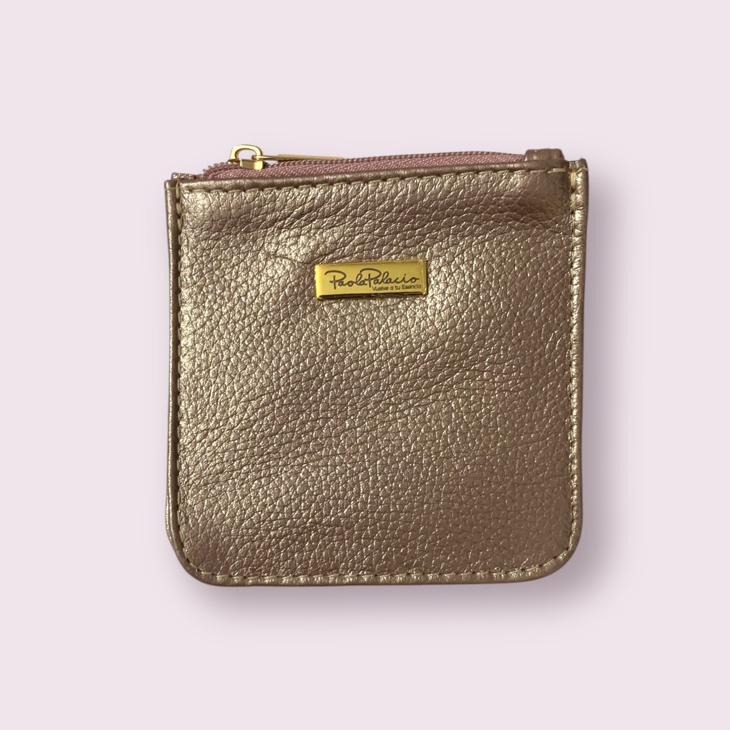 Monedero pequeño cuero oro rosa