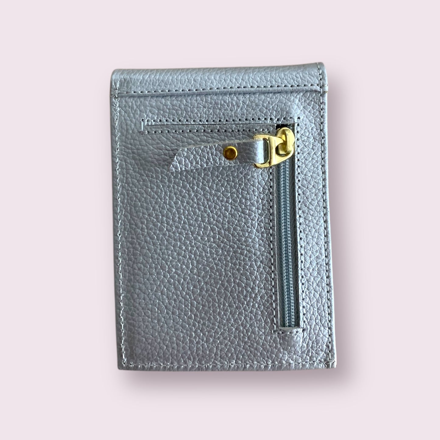 Billetera ligera cuero plateado