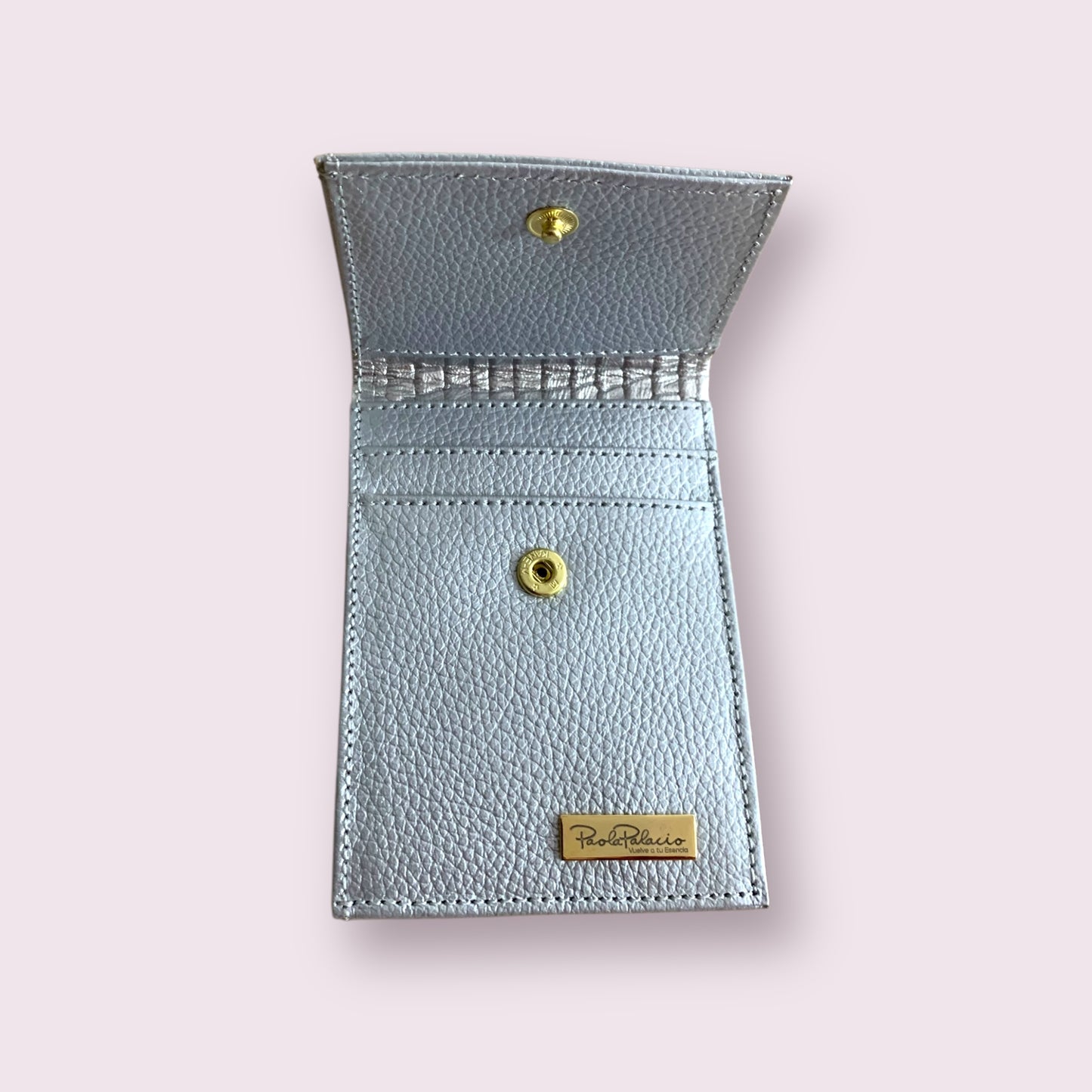 Billetera ligera cuero plateado