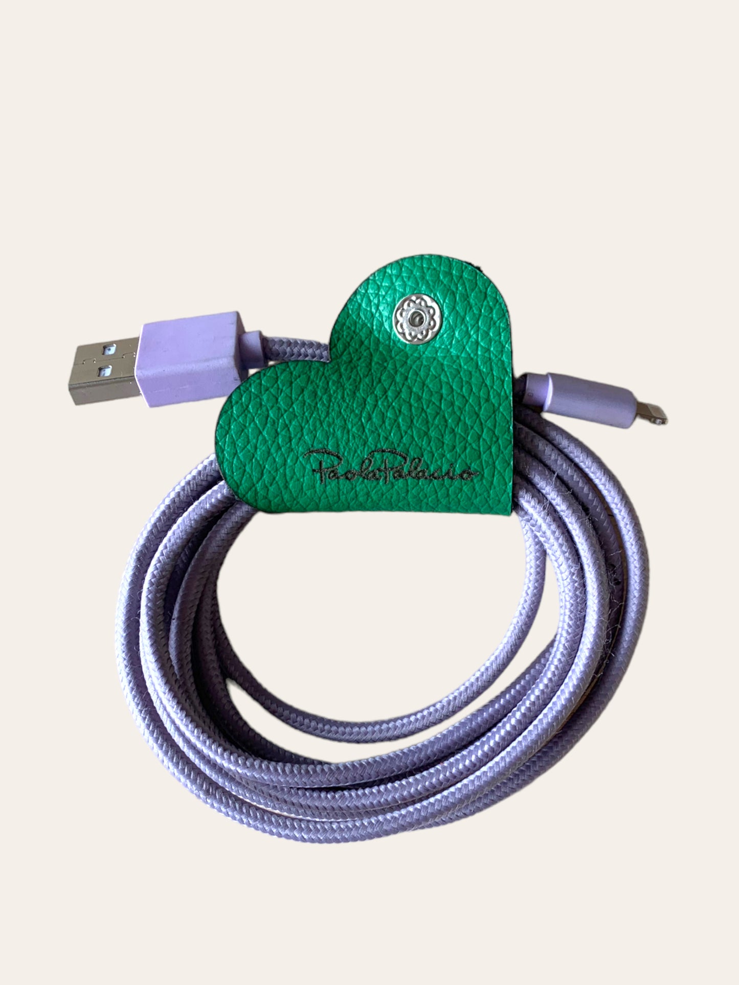 Ata cables cuero verde pasto “Gracias”