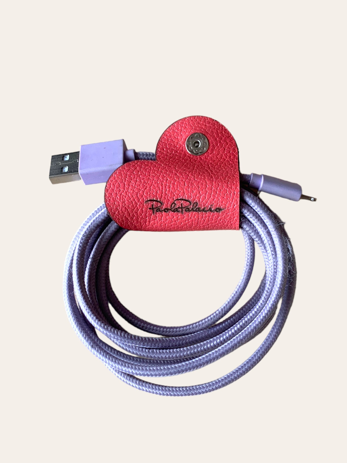 Ata cables cuero salmón “Gracias”