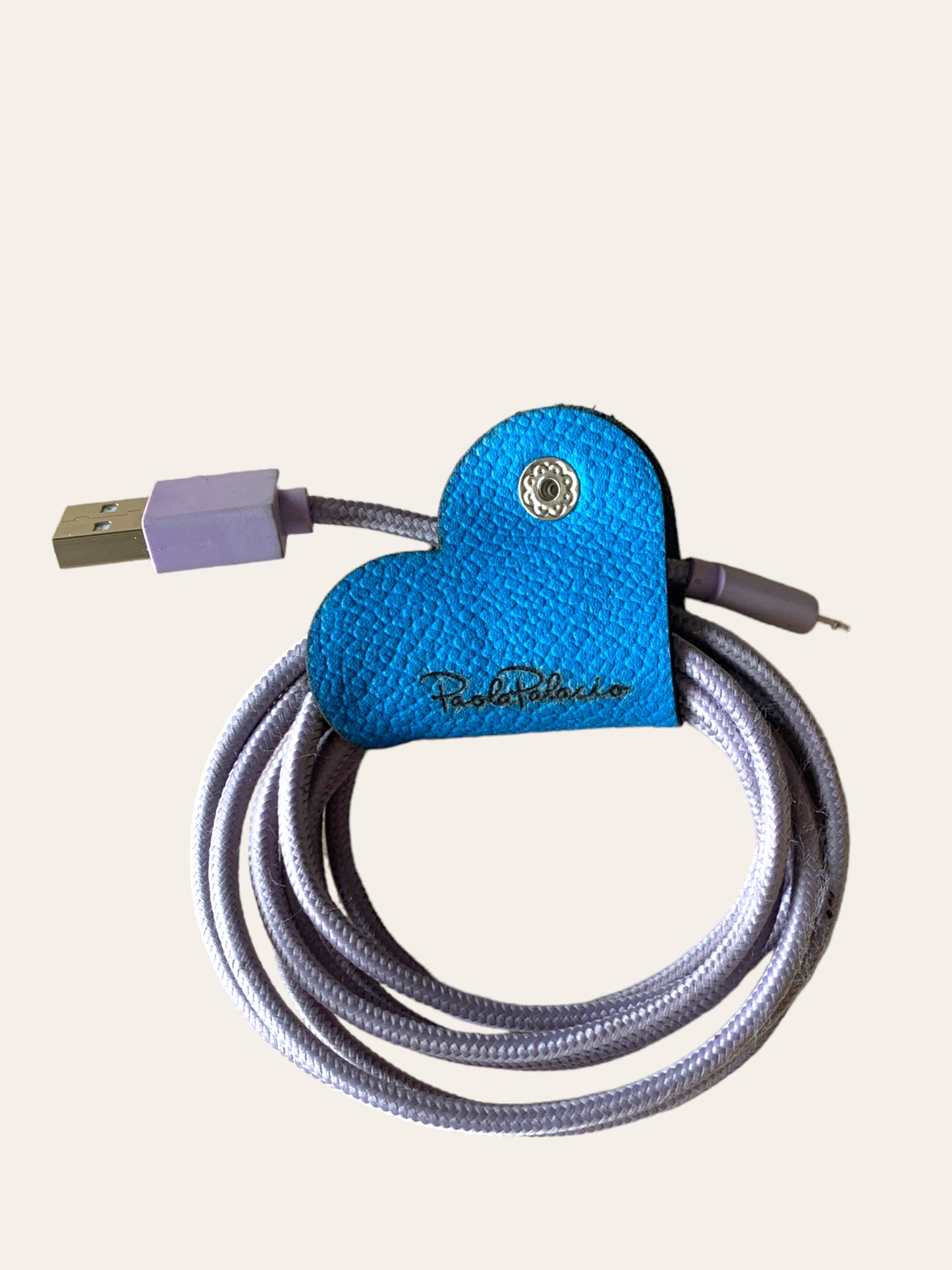 Ata cables cuero azul celeste