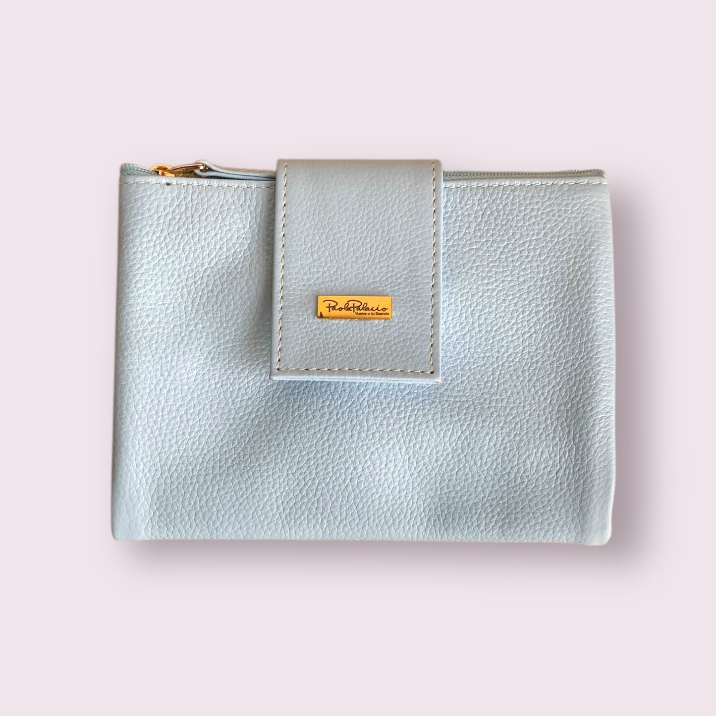 Estuche viaje cuero azul bebé