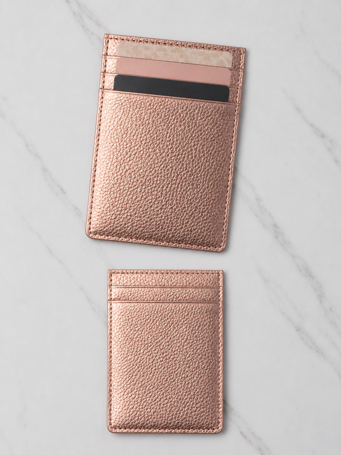 Portatarjetas Vertical en Cuero Personalizable Oro Rosa 💓