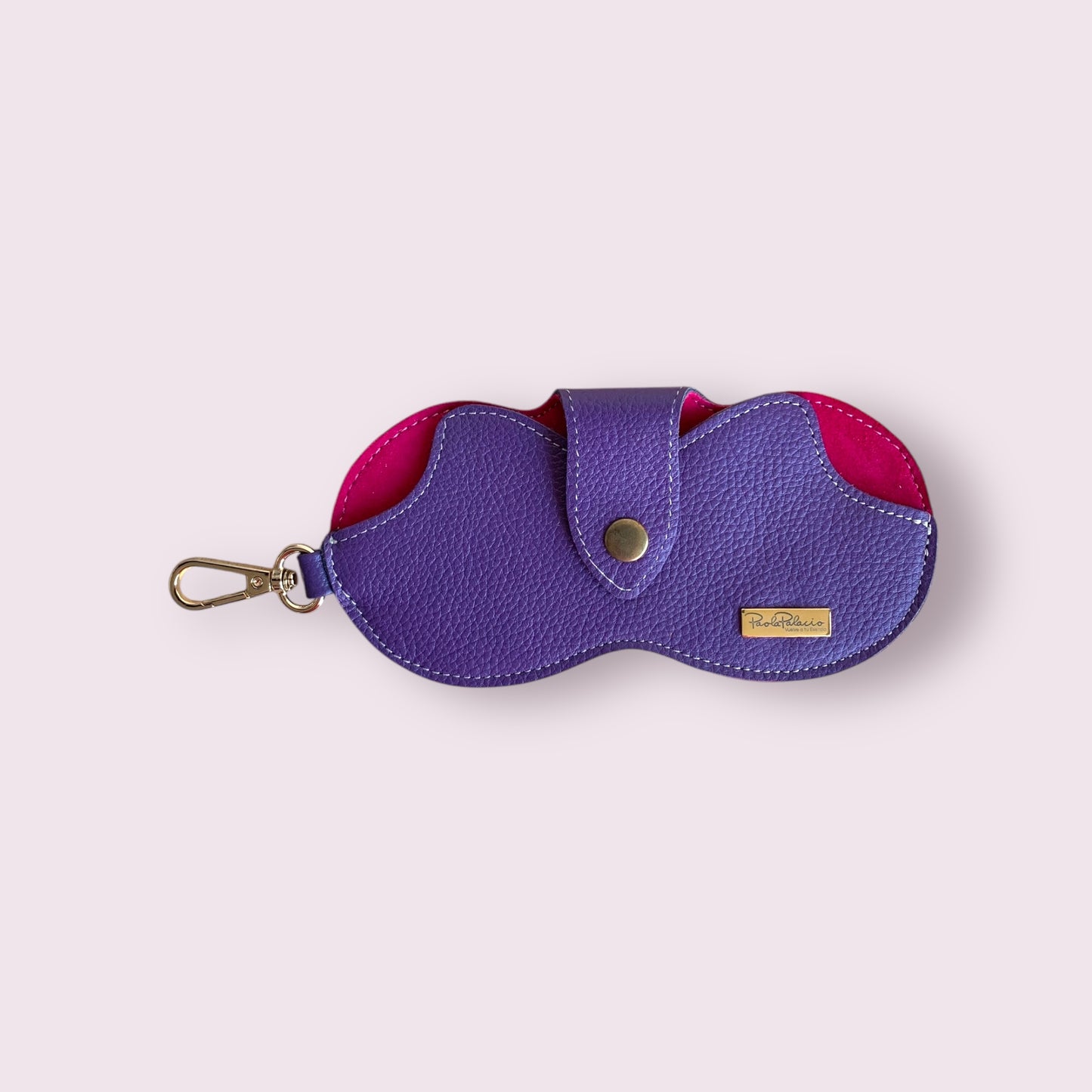 Porta gafas colgar cuero morado