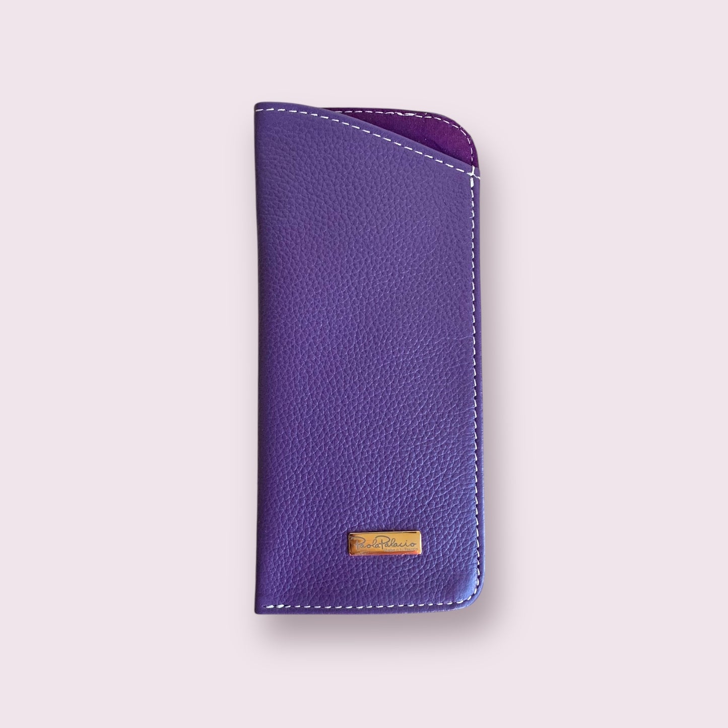 Porta gafas cuero morado
