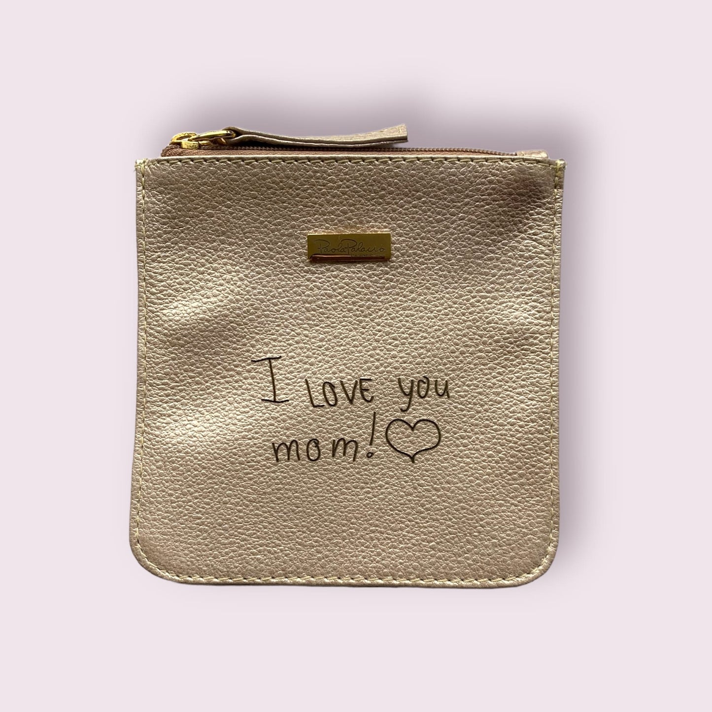 Monedero cuero oro rosa “I love mom”