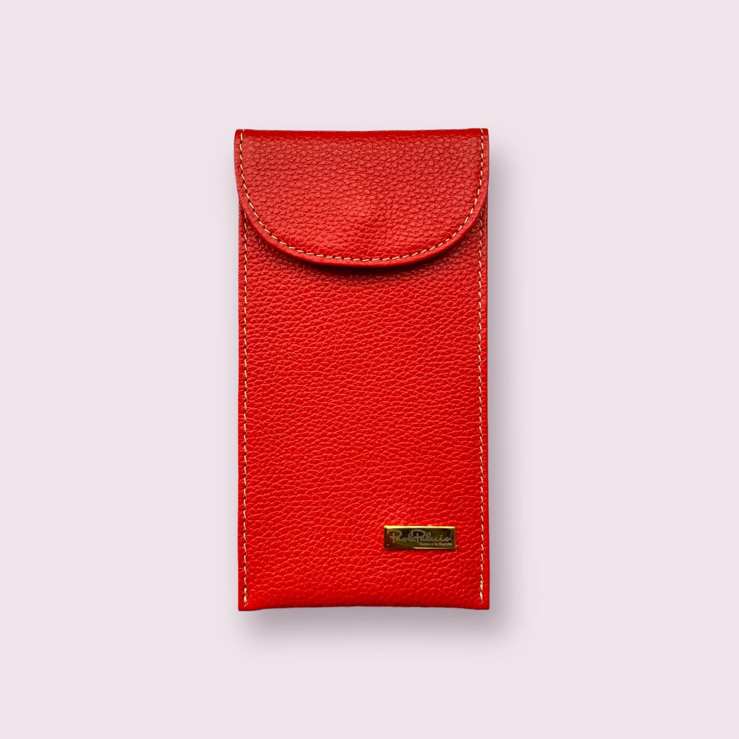 Porta Gafas con tapa Cuero Rojo