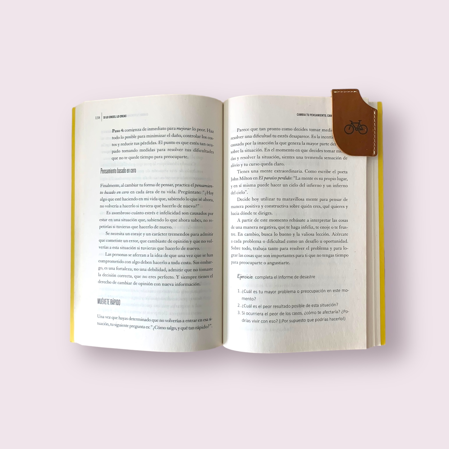 Separador de libro cuero miel bicicleta