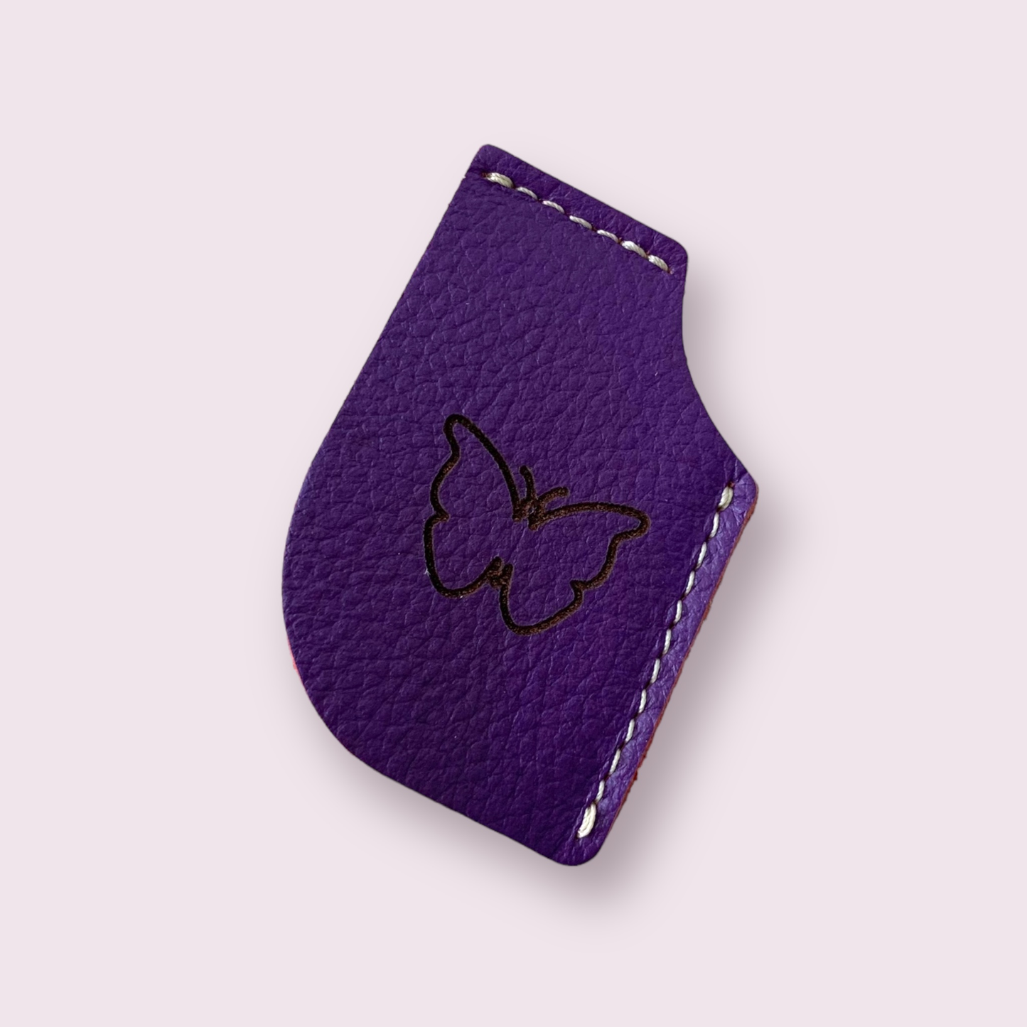 Separador de libro cuero morado mariposa