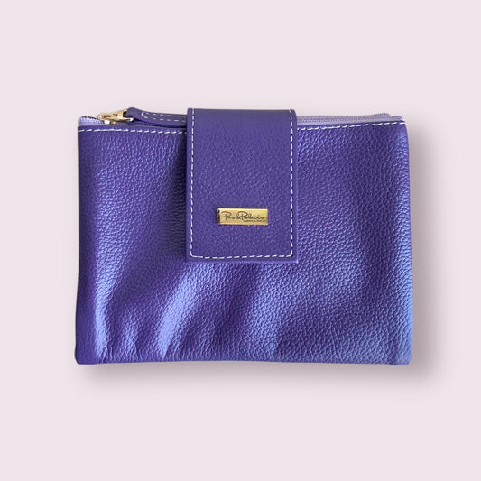 Estuche viaje cuero morado