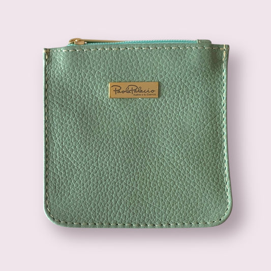 Monedero pequeño cuero verde eucalipto