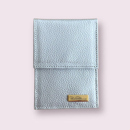 Billetera ligera cuero plateado