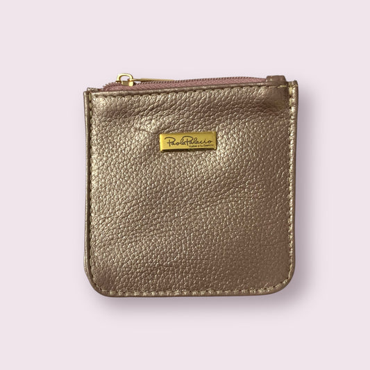 Monedero pequeño cuero oro rosa