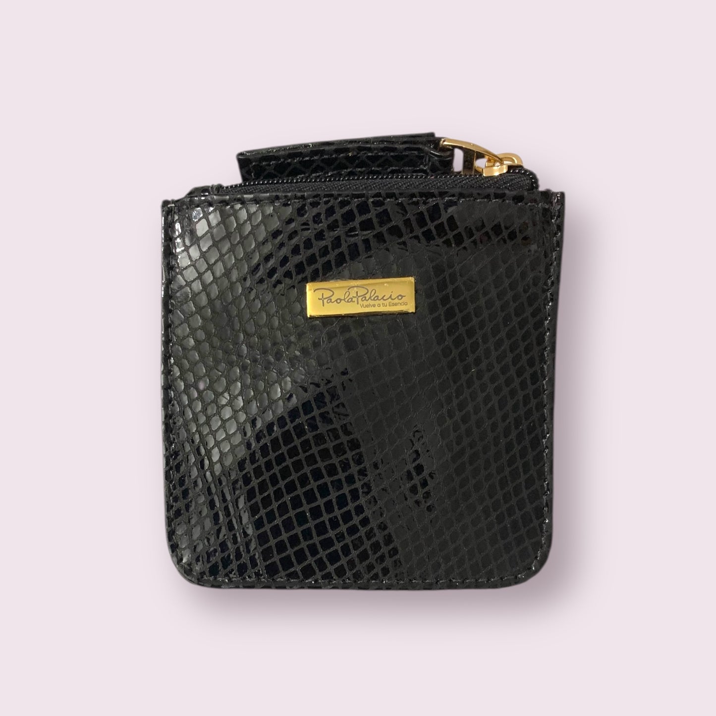 Monedero pequeño cuero negro folia