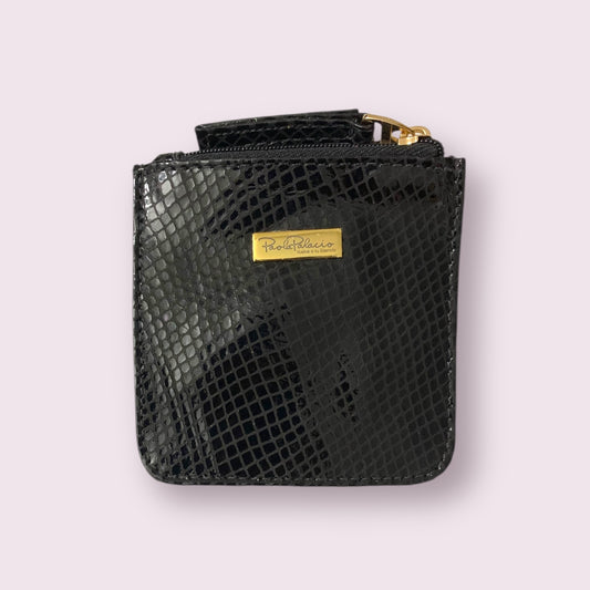 Monedero pequeño cuero negro folia