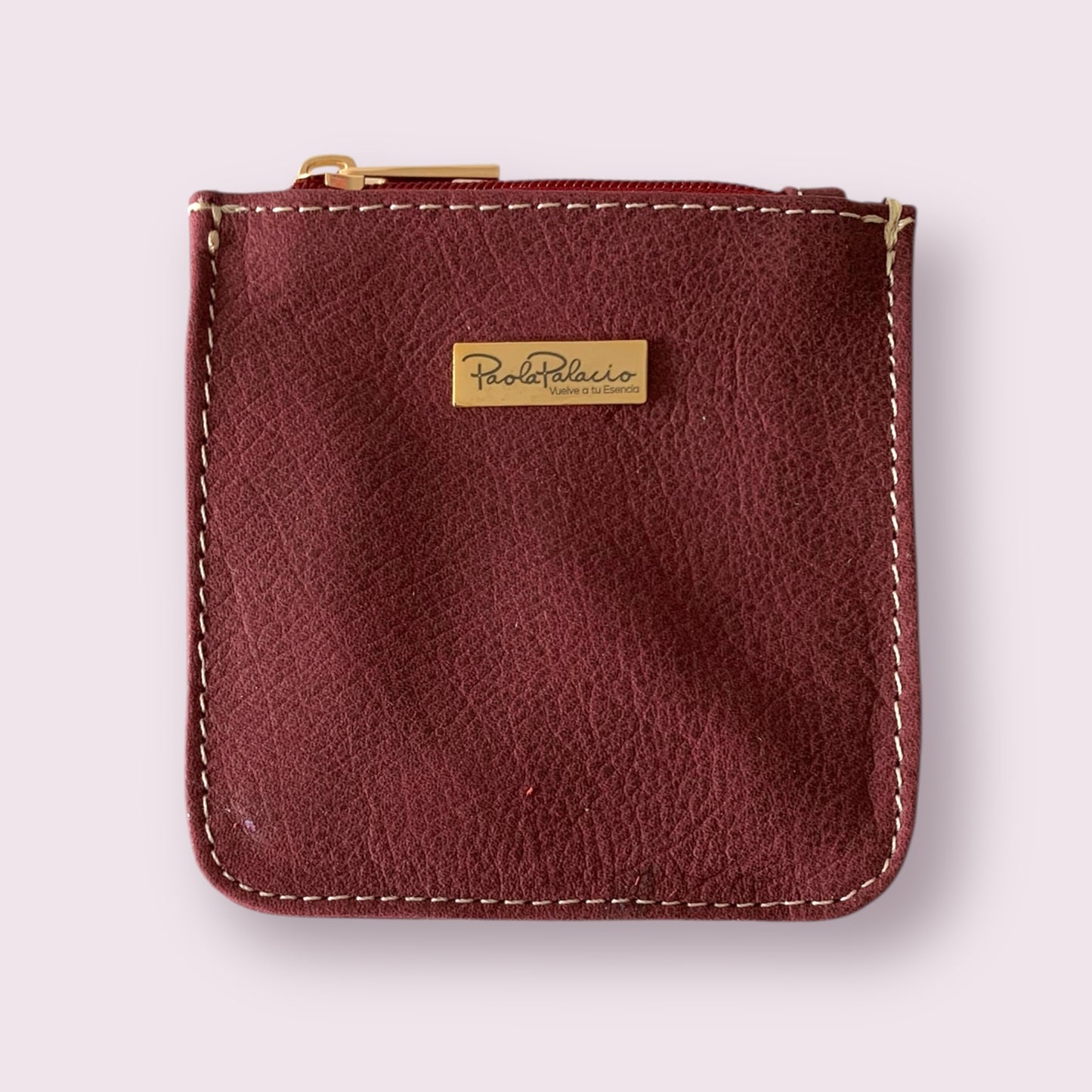 Monedero pequeño cuero vinotinto