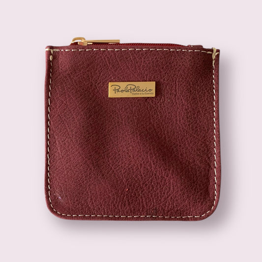 Monedero pequeño cuero vinotinto