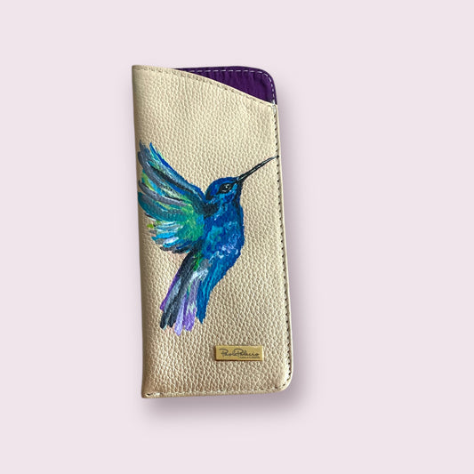 Porta gafas cuero dorado. Pintado a mano - Pieza única.