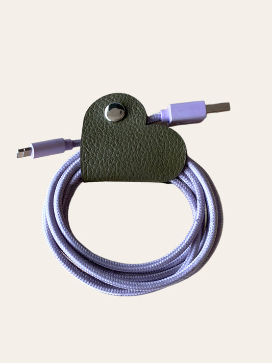 Ata cables cuero verde oliva