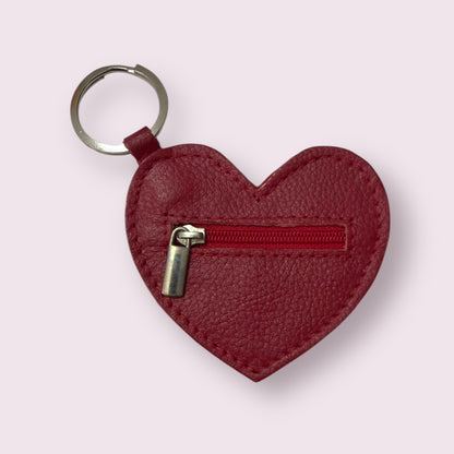 Llavero / monedero corazón cuero rojo