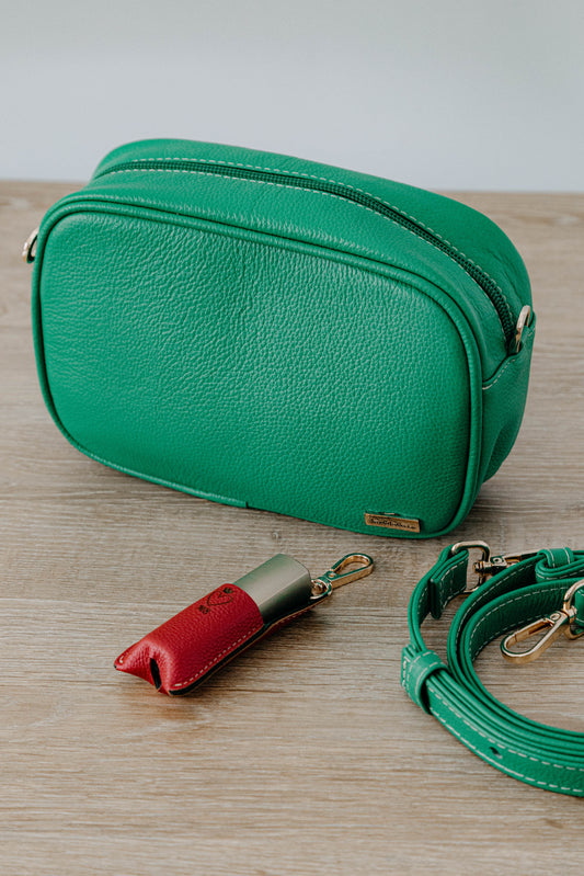 Bolso bandolera cuero verde