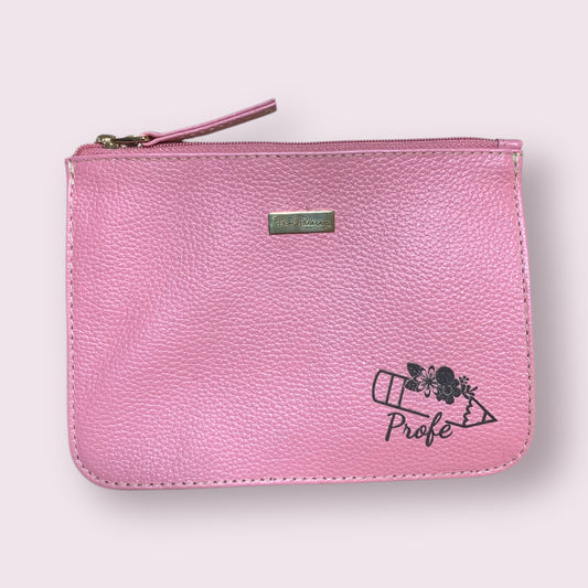 Mini cosmetiquera cuero Rosado Profe