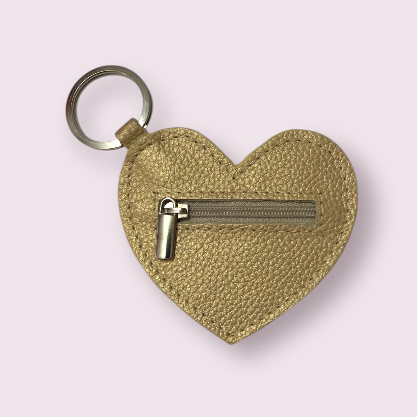 Llavero / monedero corazón cuero dorado