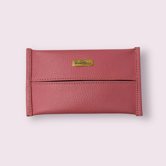 Porta pañuelos cuero rosado