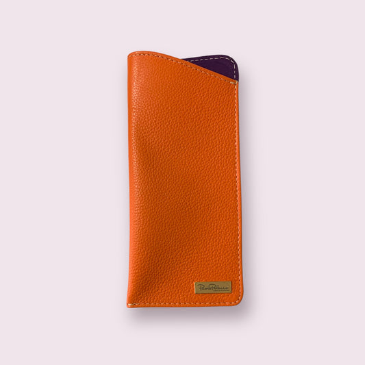 Porta gafas cuero naranja