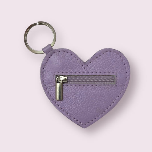 Llavero / monedero corazón cuero lila
