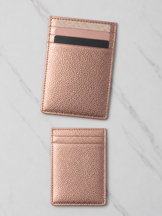Portatarjetas Vertical en Cuero Personalizable Oro Rosa 💓