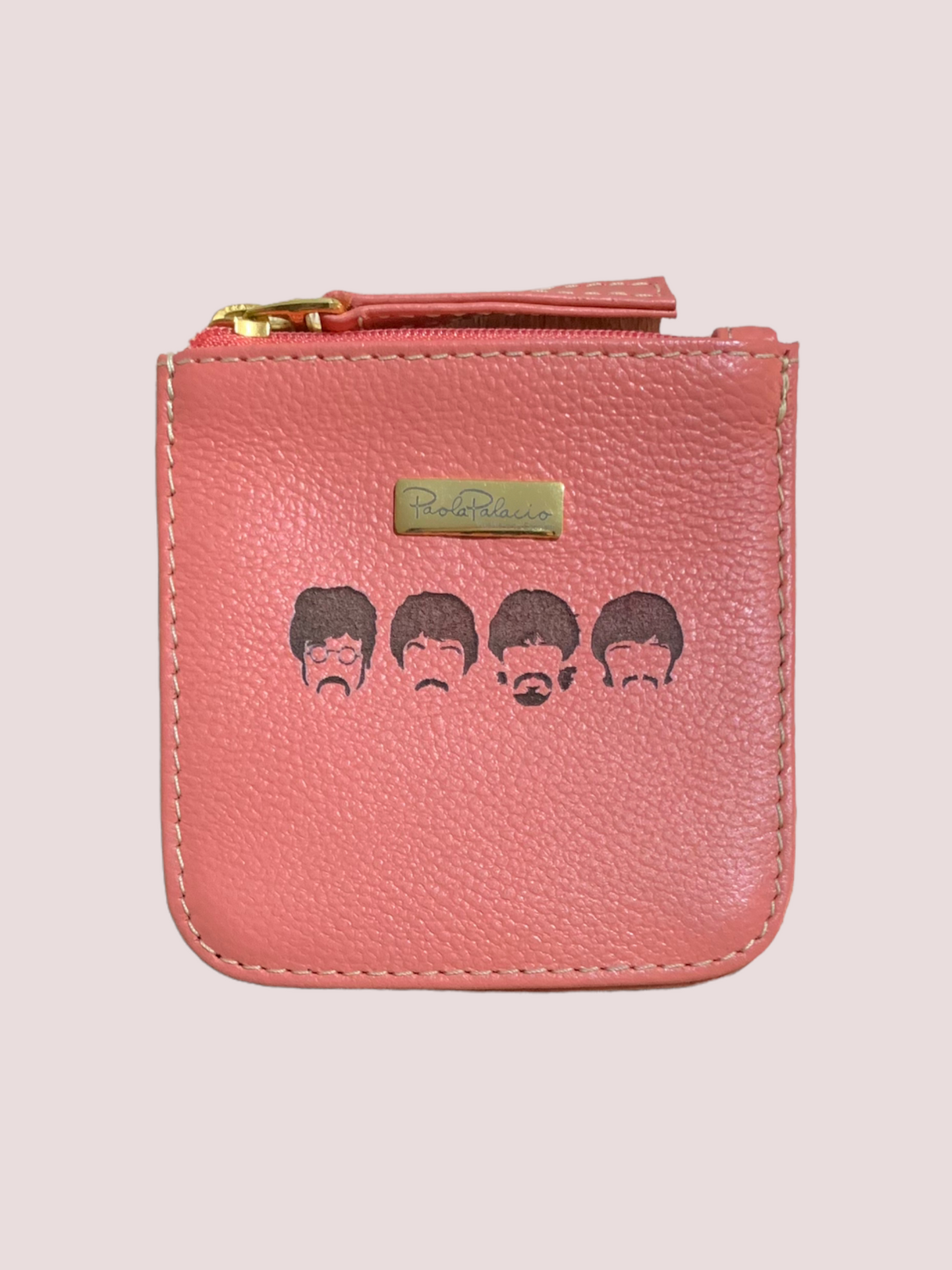 Monedero pequeño salmón The Beatles en cuero